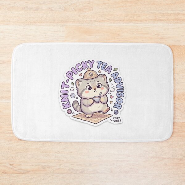 Item preview, Fluffy Cat – Kawaii "Knit-Picky Tea Advisor" Sticker designed and sold by Chipkooo.