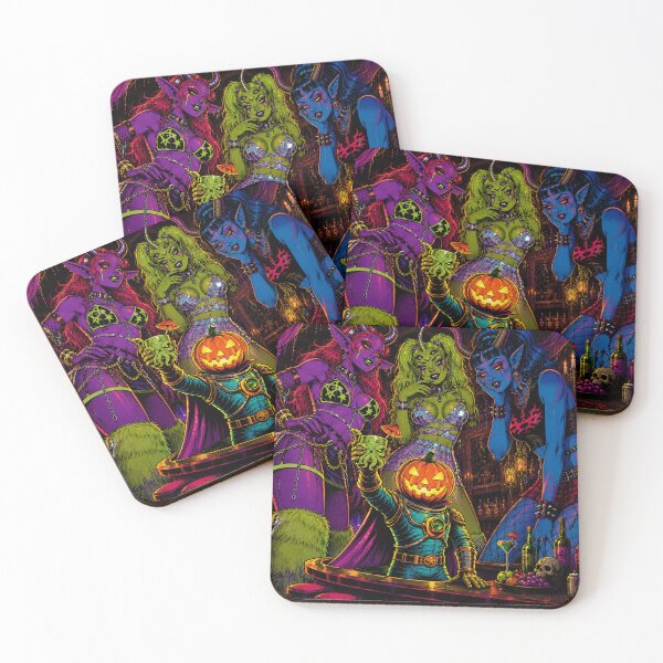 Item preview, Headless Horseman Demon Queens - Neon Vintage Horror Art designed and sold by TheHorsemanRidesAgain.