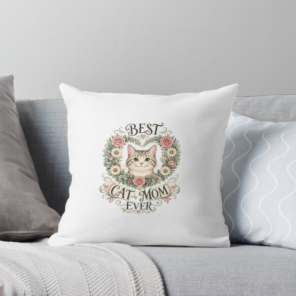 Item preview, Elegant Floral Heart Wreath Best Cat Mom Ever designed and sold by Kaikab007.