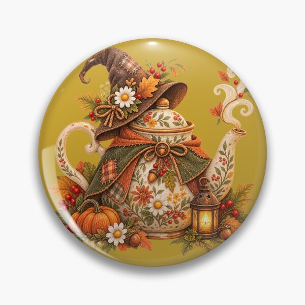 Item preview, Cottagecore Caped Teapot Watercolor Art – Whimsical Halloween Kitchen Print designed and sold by MagicMakerPh.