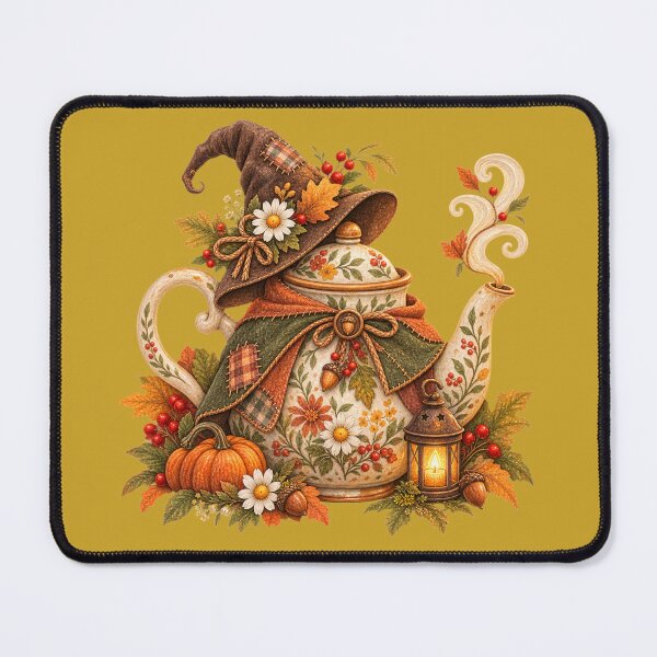 Item preview, Cottagecore Caped Teapot Watercolor Art – Whimsical Halloween Kitchen Print designed and sold by MagicMakerPh.