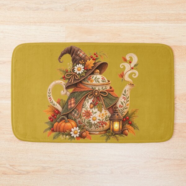 Item preview, Cottagecore Caped Teapot Watercolor Art – Whimsical Halloween Kitchen Print designed and sold by MagicMakerPh.
