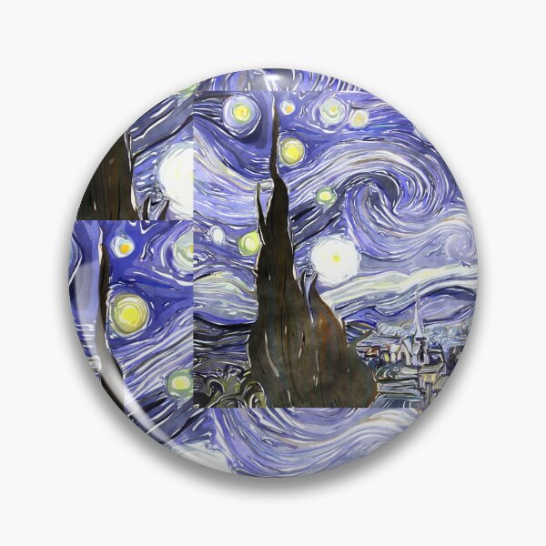 Item preview, Starry Night Inspired Swirl Sky And Tower Art Pattern designed and sold by NikBrin Prevail .