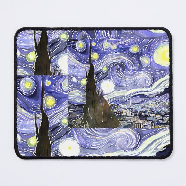 Item preview, Starry Night Inspired Swirl Sky And Tower Art Pattern designed and sold by NikBrin Prevail .