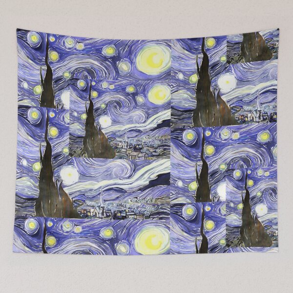 Item preview, Starry Night Inspired Swirl Sky And Tower Art Pattern designed and sold by NikBrin Prevail .