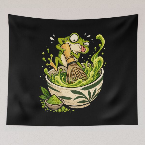 Item preview, Funny Frog Matcha Whisk Taker Cartoon designed and sold by CG Studio.