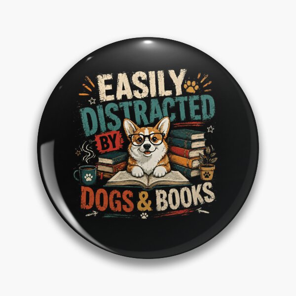 Item preview, Easily Distracted By Dogs & Books Corgi Dog Lover Bookworm Reader Gift designed and sold by SkeletonsDanger.