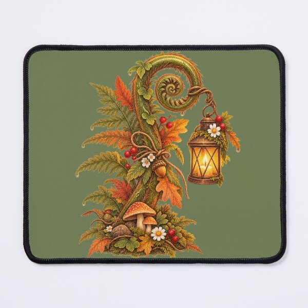 Item preview, Cottagecore Lantern Fern Frond Watercolor Art – Whimsical Halloween Print designed and sold by MagicMakerPh.
