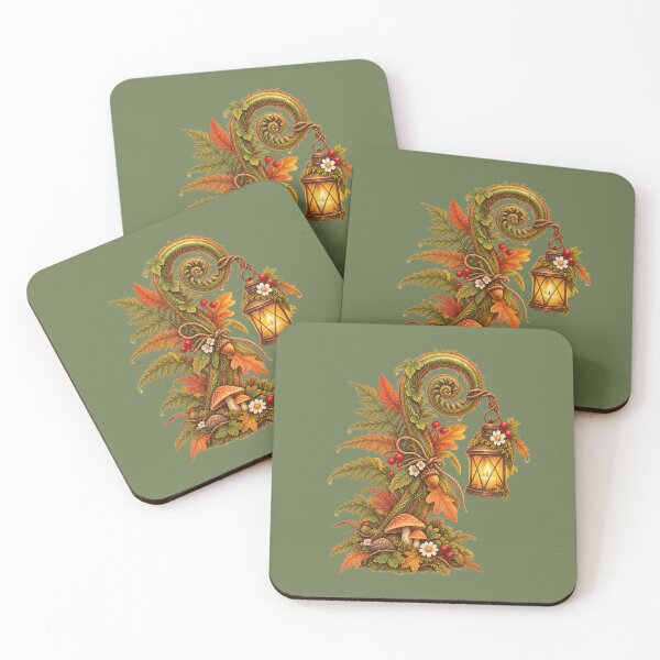 Item preview, Cottagecore Lantern Fern Frond Watercolor Art – Whimsical Halloween Print designed and sold by MagicMakerPh.