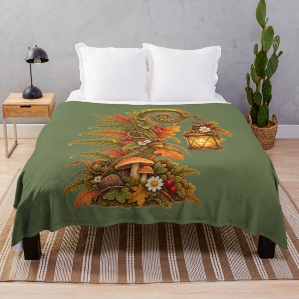 Item preview, Cottagecore Lantern Fern Frond Watercolor Art – Whimsical Halloween Print designed and sold by MagicMakerPh.