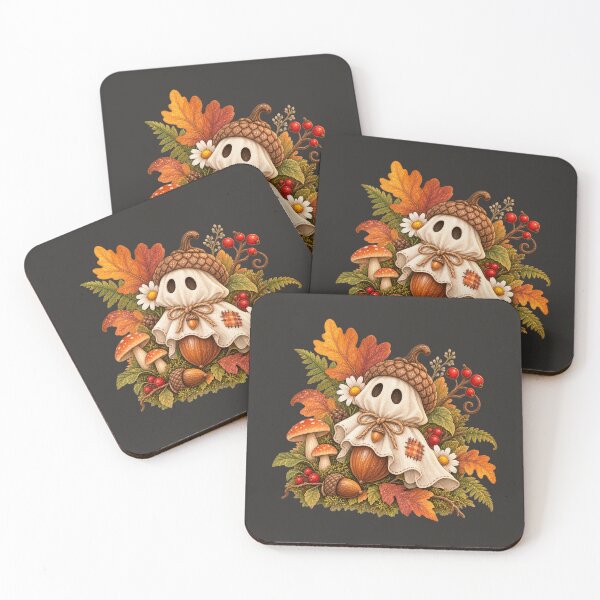Item preview, Cottagecore Ghost Acorn Watercolor Art – Cozy Halloween Woodland Print designed and sold by MagicMakerPh.