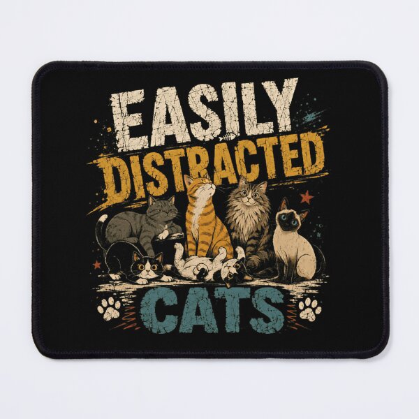 Item preview, Easily Distracted Cats Feline Lover Pet Owner designed and sold by SkeletonsDanger.