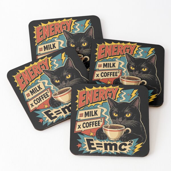 Item preview, Funny Black Cat Coffee Energy Formula Retro Comic designed and sold by Vermanartist.