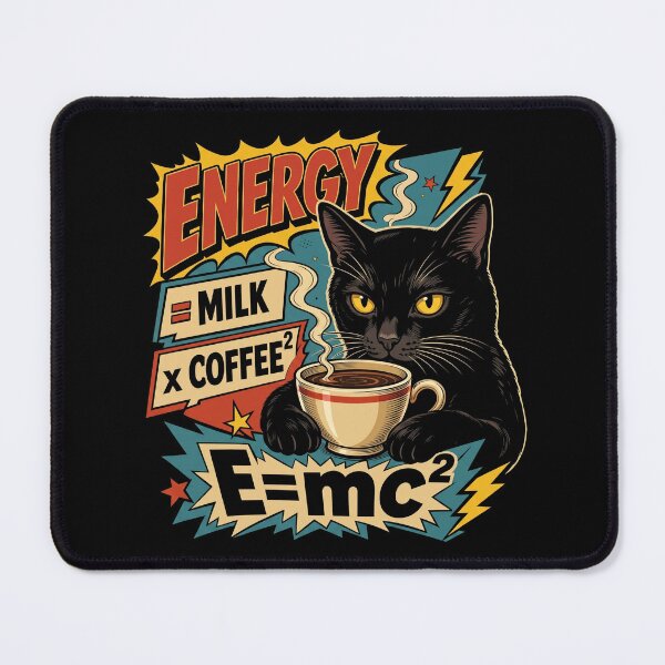 Item preview, Funny Black Cat Coffee Energy Formula Retro Comic designed and sold by Vermanartist.