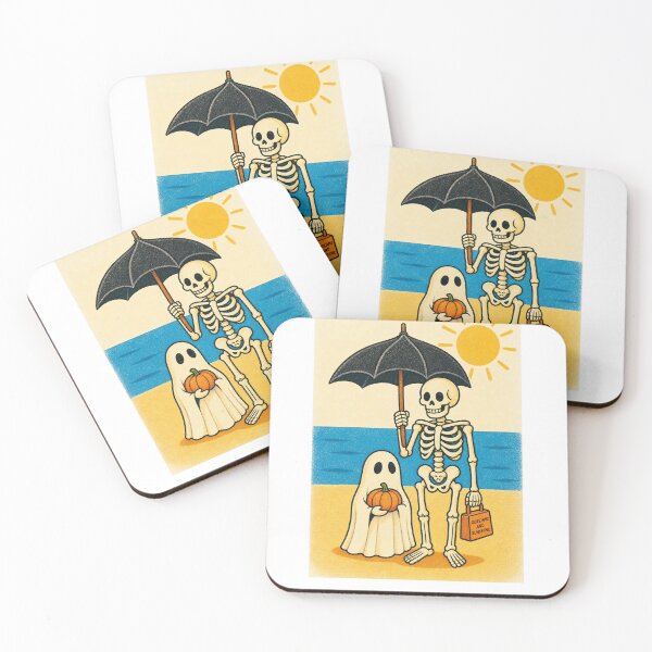 Item preview, Screams and Sunshine - Skeleton and Ghost Beach Halloween designed and sold by TangoCharlieNZ.