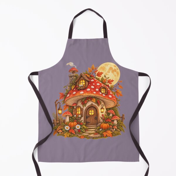Item preview, Cottagecore Harvest Moon Toadstool Cottage Watercolor Art – Halloween Print designed and sold by MagicMakerPh.