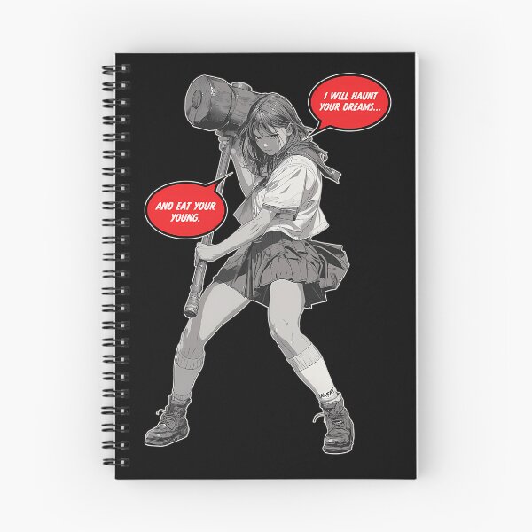 Item preview, Schoolgirl Wielding Giant Sledgehammer With Red Speech Bubbles designed and sold by AlfonDouglas.