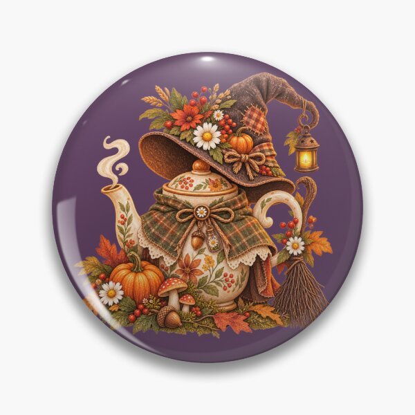 Item preview, Cottagecore Witch Teapot Watercolor Art – Whimsical Halloween Kitchen Print designed and sold by MagicMakerPh.