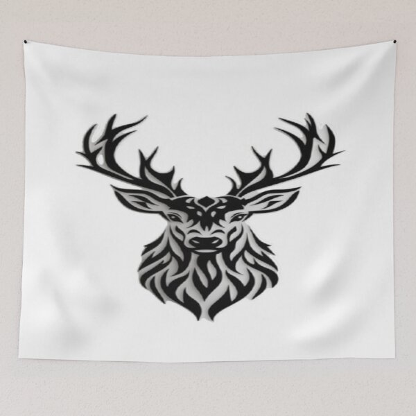 Item preview, Tribal Stag Deer Head Tattoo Style Design designed and sold by BaddieNz.