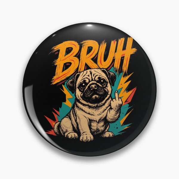 Item preview, Bruh Funny Pug Dog Flipping Middle Finger Retro Comic designed and sold by Vermanartist.
