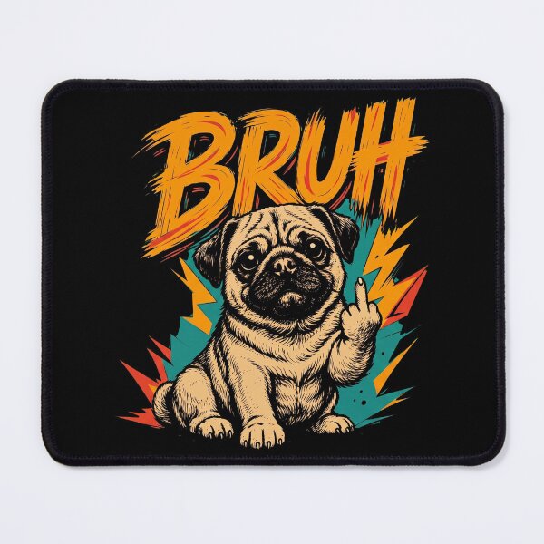 Item preview, Bruh Funny Pug Dog Flipping Middle Finger Retro Comic designed and sold by Vermanartist.