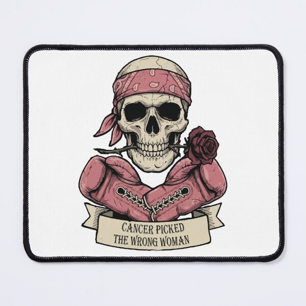 Item preview, Cancer Picked The Wrong Woman Edgy Skull Pink Boxing Gloves designed and sold by AmberlightArt.