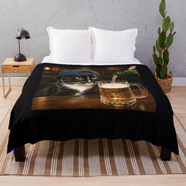 Item preview, Cat Drinking Beer Vintage Meme designed and sold by Hedoraxe.