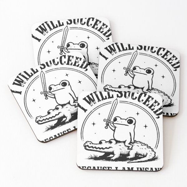 Item preview, I Will Succeed Because I Am Insane Funny Frog Riding Crocodile designed and sold by DianneShelton.