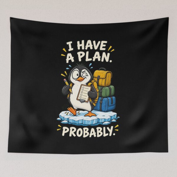 Item preview, Funny Anxious Penguin – I Have a Plan Probably Cartoon designed and sold by CG Studio.