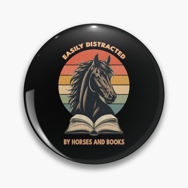 Item preview, Easily Distracted by Horses and Books | Funny Horse Lover | Book Reader | Retro Sunset Vintage Country Style Graphic designed and sold by Made by Tamar.