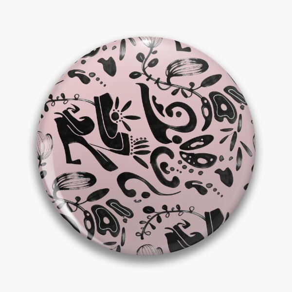 Item preview, Blush Pink Whimsical Black Ink Folk Floral Pattern designed and sold by wissal.studio.