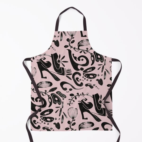 Item preview, Blush Pink Whimsical Black Ink Folk Floral Pattern designed and sold by wissal.studio.