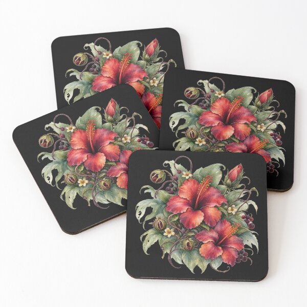 Aperçu de l'œuvre Hibiscus gothique vénéneux (PNG transparent) - Aquarelle botanique sombre créée et vendue par IamNolmo.