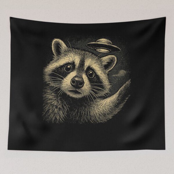 Item preview, Funny Raccoon UFO Selfie Vintage Alien Space Wildlife designed and sold by XzavierHolland.