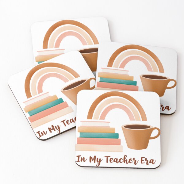 Item preview, In My Teacher Era: Cozy Teacher Coffee Mug With Books and Pastel Rainbow Illustration designed and sold by KanDa-Shop.