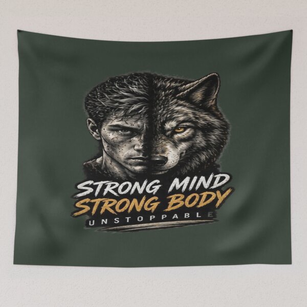 Item preview, Strong Mind Strong Body - Wolf Fitness Motivation designed and sold by FABIOLA1970.