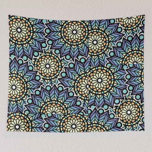 Item preview, Blue And Yellow Mandala Stained Glass Pattern designed and sold by NikBrin Prevail .