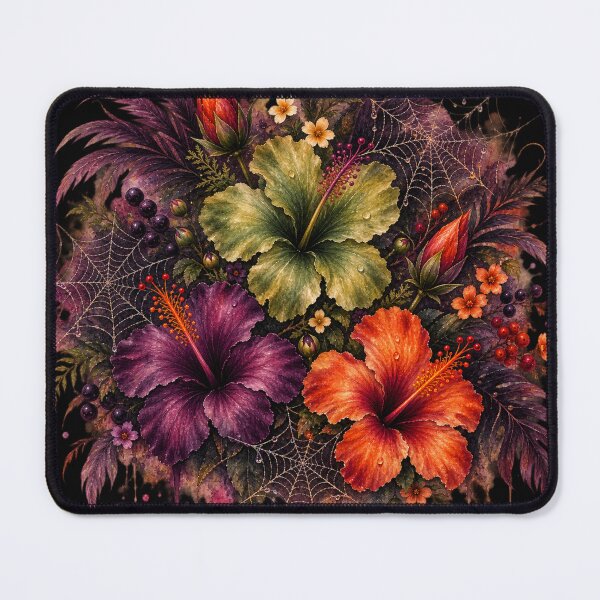 Item preview, Gothic Halloween Hibiscus Dark Floral - Spooky Spiderweb Watercolor Botanical Art designed and sold by Nolmo.