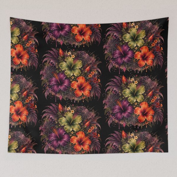 Item preview, Gothic Halloween Hibiscus Dark Floral - Spooky Spiderweb Watercolor Botanical Art designed and sold by Nolmo.