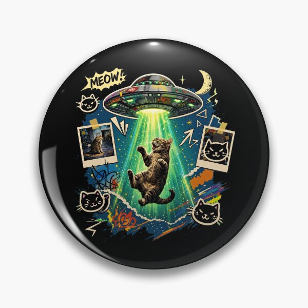 Item preview, Funny Cat UFO Abduction Retro Comic Book Graffiti Art designed and sold by Vermanartist.