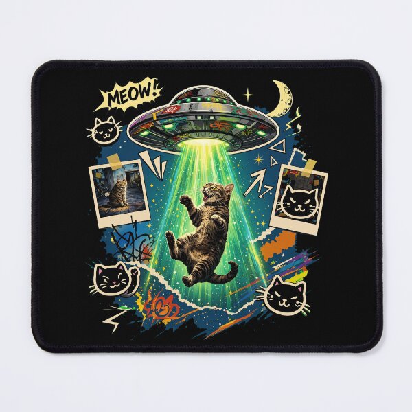 Item preview, Funny Cat UFO Abduction Retro Comic Book Graffiti Art designed and sold by Vermanartist.