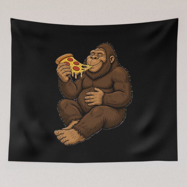 Item preview, Funny Bigfoot Pizza Eating Sasquatch Food Lover Cartoon designed and sold by CG Studio.