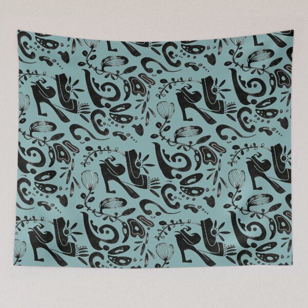 Item preview, Turquoise Folk Pattern designed and sold by wissal.studio.