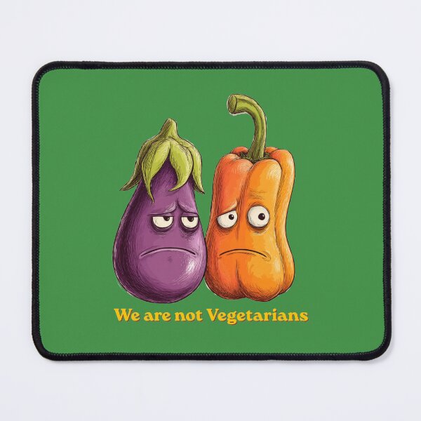 Item preview, We Are Not Vegetarians – Funny Eggplant & Bell Pepper Cartoon designed and sold by casualnature.
