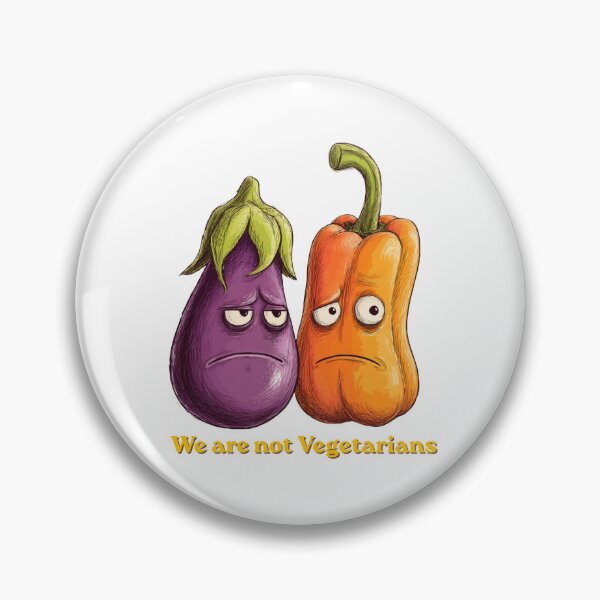 Item preview, We Are Not Vegetarians – Funny Eggplant & Bell Pepper Cartoon designed and sold by casualnature.