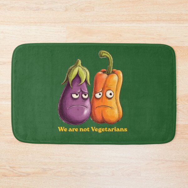 Item preview, We Are Not Vegetarians – Funny Eggplant & Bell Pepper Cartoon designed and sold by casualnature.