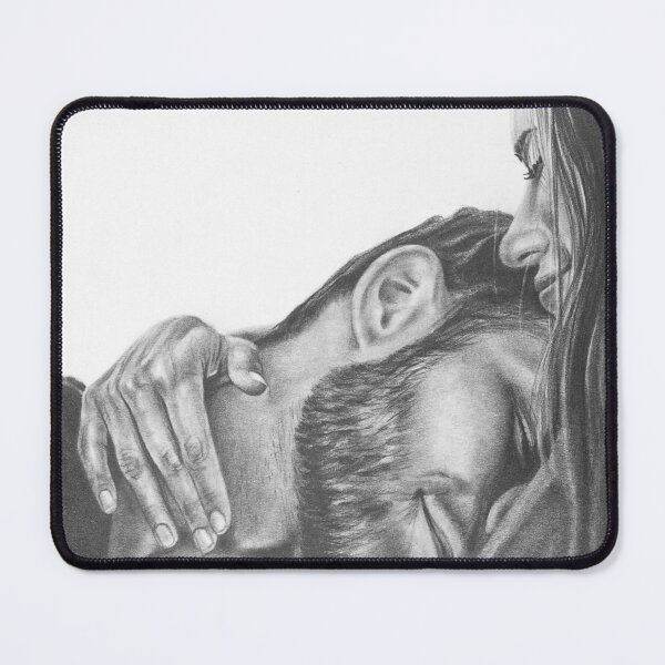 Item preview, Safe in Your Arms – Pencil Sketch Romantic Couple Portrait designed and sold by BoyanVBart.