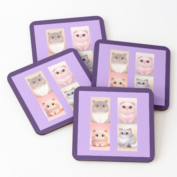 Item preview, Cute Pastel Kawaii Cat Quartet designed and sold by amusefullife.