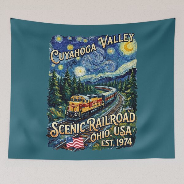 Item preview, Starry Night Cuyahoga Railroad designed and sold by EvergreenPark - Tee Studio.