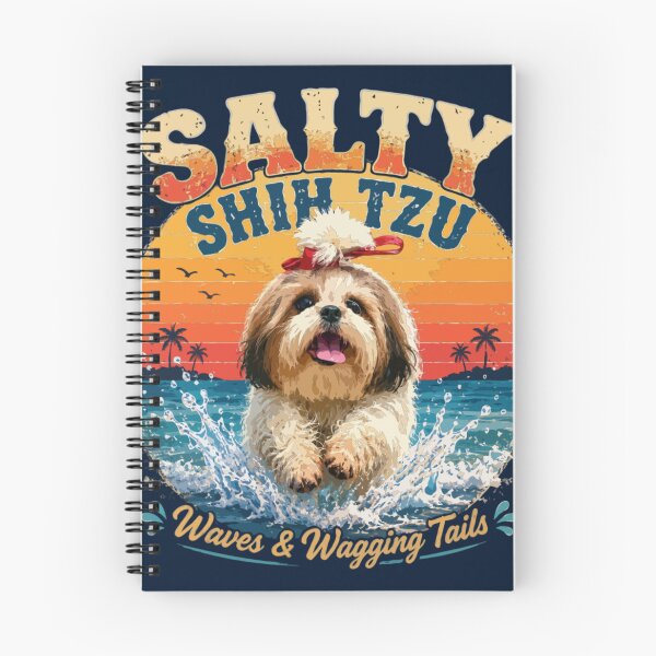Item preview, Salty Shih Tzu – Waves & Wagging Tails Vintage Beach Dog T-Shirt | Cute Summer Shih Tzu Lover Gift designed and sold by PawsAndPallette .